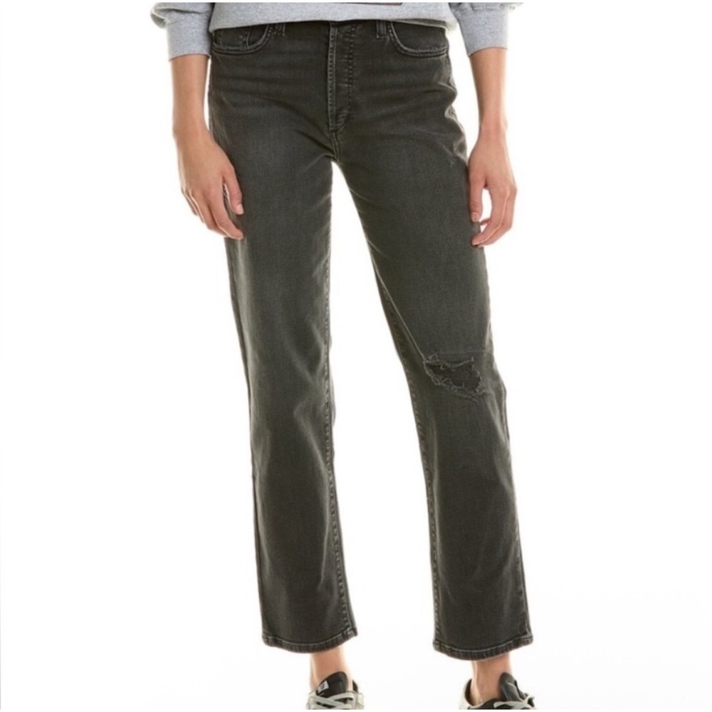 Joes Jeans The OG Faye‎ High Rise Straight Leg Distressed Black Denim 31